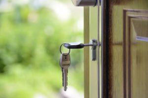 house keys on the door