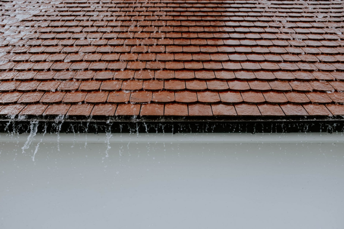 wet roof during a rainy day