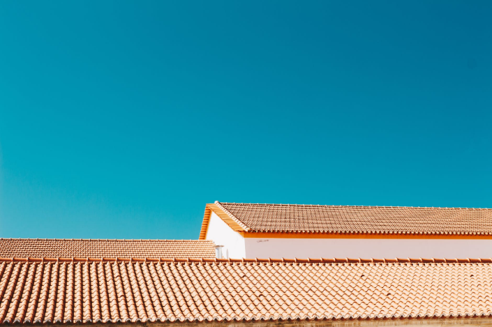 orange roof under the blue sky