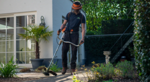 man landscaping