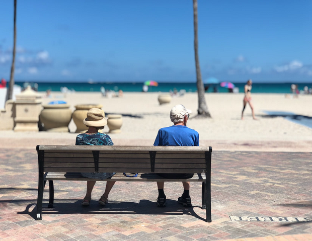 old couple on the beach